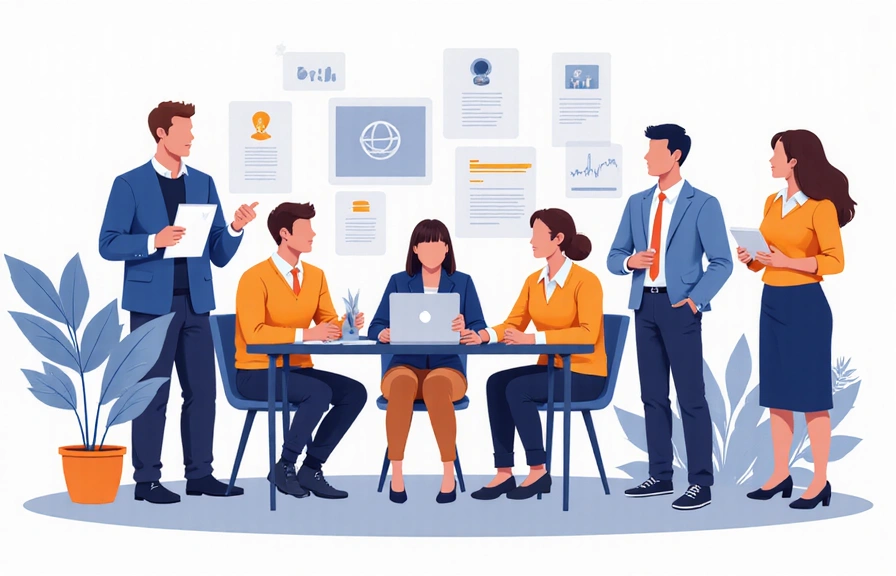 Abstract representation of a collaborative team working together