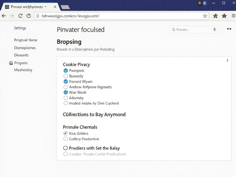 Browser settings interface with privacy options