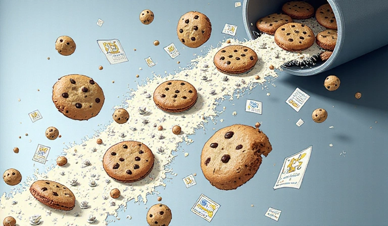 Digital cookies illustration with a browser window